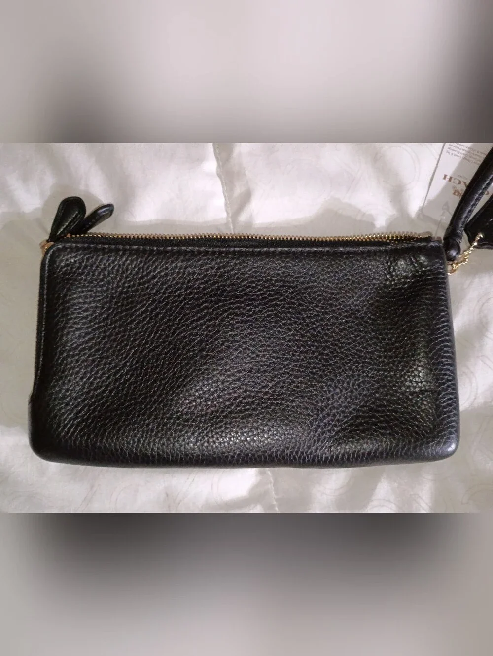 Coach Black Pebbled Leather Zip Wallet